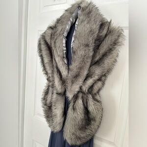 Faux fur wrap shawl